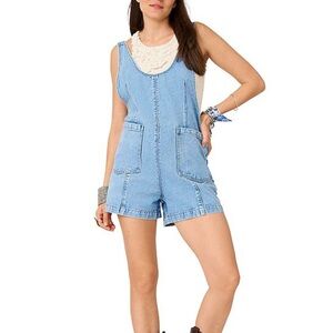 Flint & Moss patch pocket Denim Overall Shorts size XL